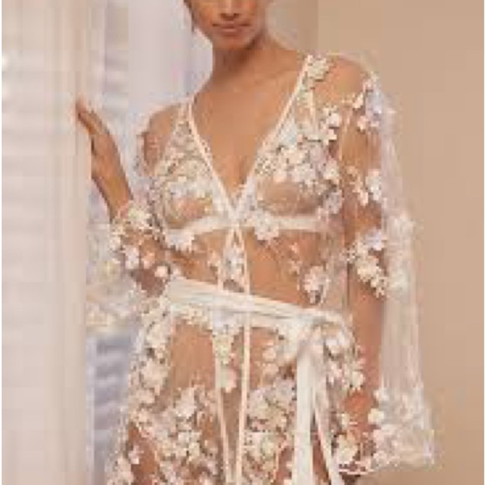 Anthropologie Kilo Brava Sheer Embellished Robe